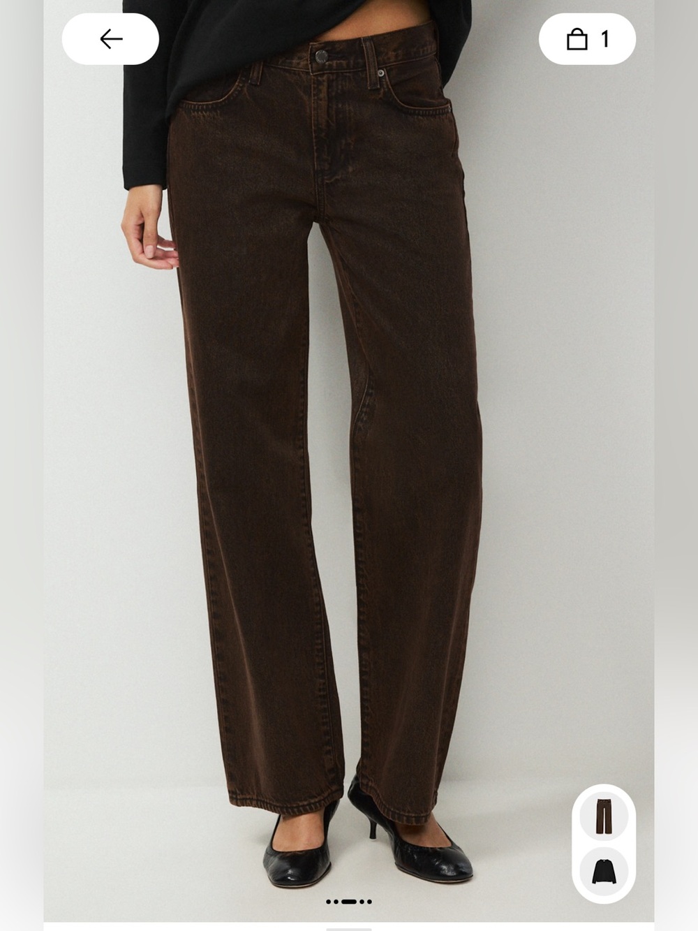 Denim Forum The Farrah Lo-Rise Wide Jean Root Brown